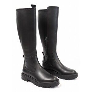 NWT Zara Black Treaded Knee-High Lug Sole Boots EUR Size 38 US 7.5